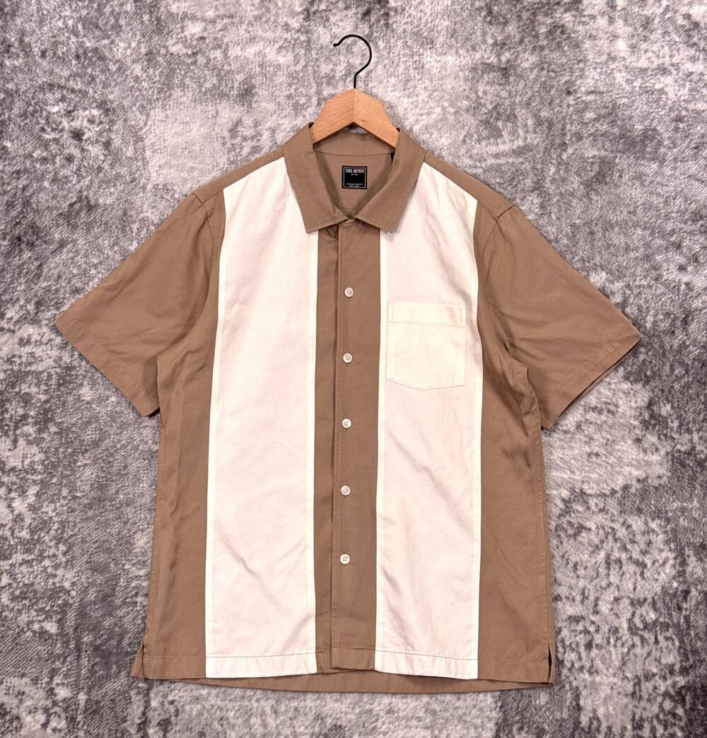 Todd Snyder Camp Shirt Medium Mens Retro Stripe Cotton Twill Button Down